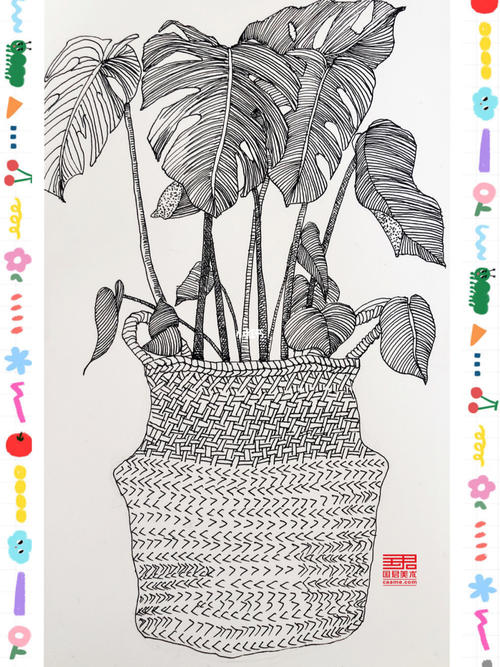在水色的“土豆和竹子”植物底部 是一种创意艺术作品。